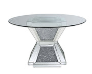 Noralie - 31" Dining Table - Clear Glass, Mirrored & Faux Diamonds - R&R Furniture Gallery (Fountain Valley, CA)