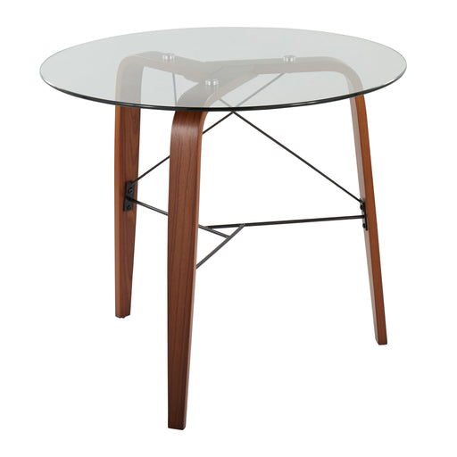 Lumi Source Trilogy contemporary round dinette table with sleek wooden top and metal base for modern dining spaces.