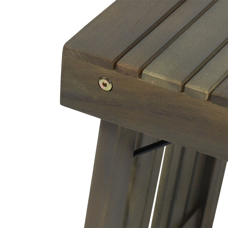Noble House Temptation outdoor foldable side table with slat design, lightweight and portable for patio or garden use.