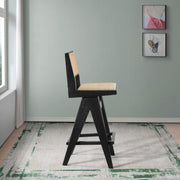 Keira - Bar Stool (Set of 2) - Black / Rattan - R&R Furniture Gallery (Fountain Valley, CA)