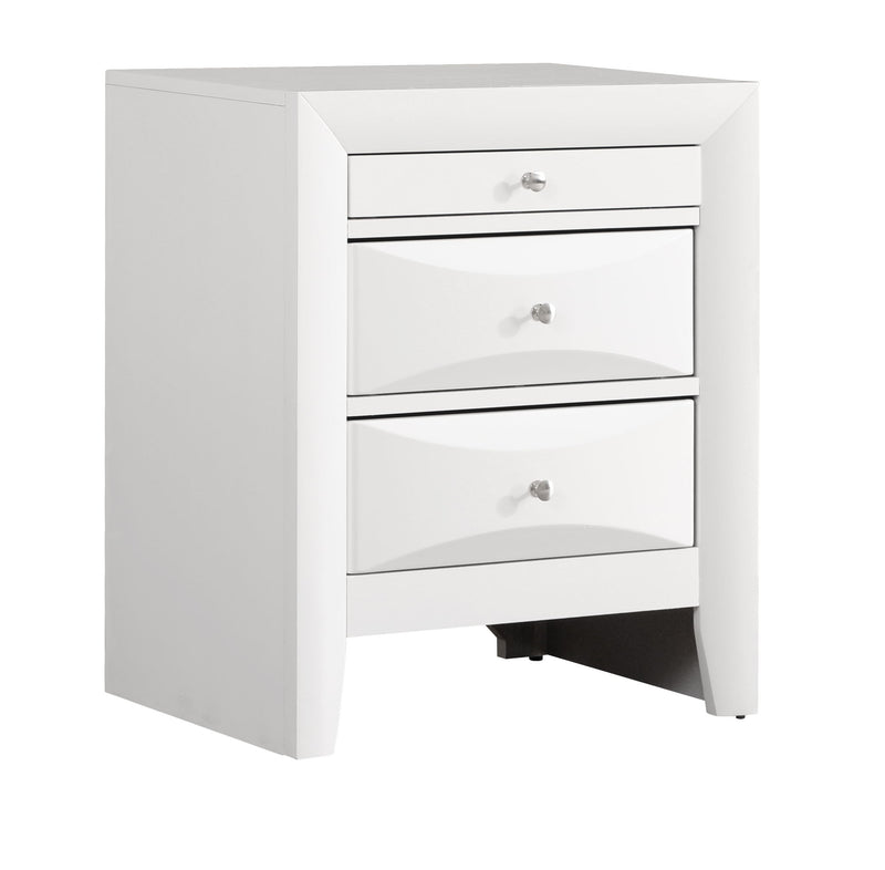 Modern design Glory Furniture accent nightstand with sleek wood finish and minimalist drawer for bedroom storage.