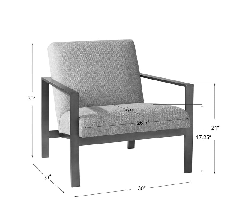 Uttermost Wills beige contemporary accent arm chair with sleek design and cushioned seat, perfect for modern living spaces.