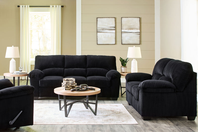 Signature Design by Ashley SimpleJoy living room set featuring stationary sofas and loveseats arranged in a cozy seating area.