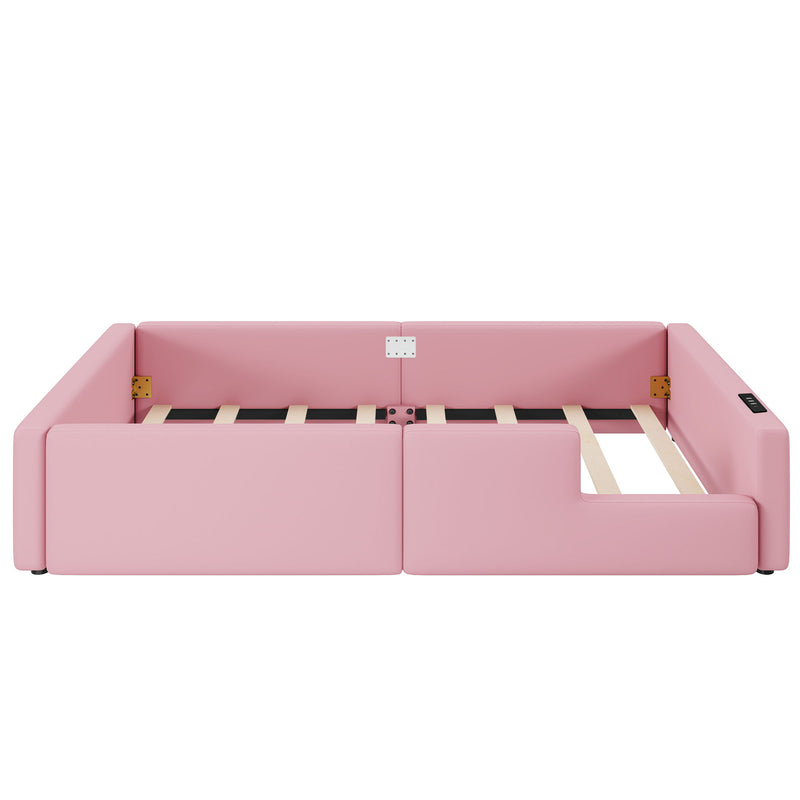 Platform Bed With Guardrail And Charging Station