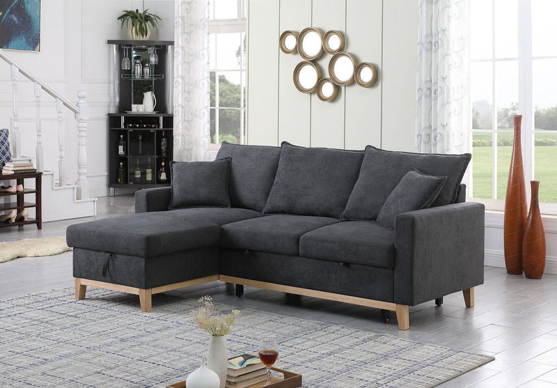 Colton - Reversible Sleeper Sectional Sofa With Storage Chaise - Dark Gray - R&R Furniture Gallery (Fountain Valley, CA)