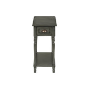 8th Street accent side table with two tiers, storage drawer, traditional style, featuring dark wood finish and elegant design.