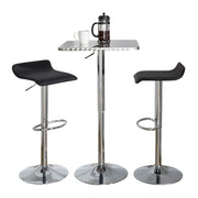 Lumi Source 3-piece bistro bar set with square table and adjustable oval footrests for contemporary dining room decor.