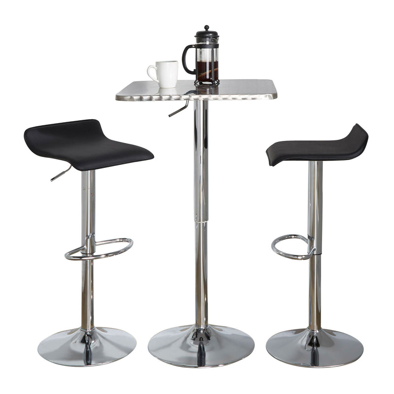 Lumi Source 3-piece bistro bar set with square table and adjustable oval footrests for contemporary dining room decor.
