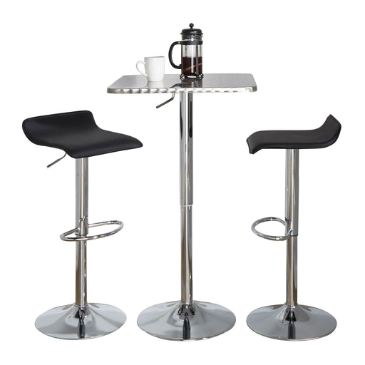 Lumi Source 3-piece bistro bar set with square table and adjustable oval footrests for contemporary dining room decor.
