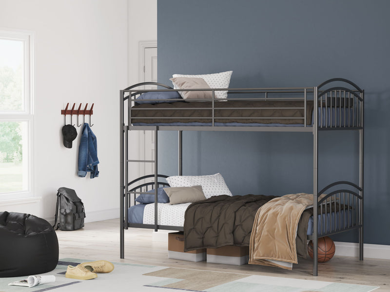 Lanceburg - Twin/Twin Bunk Bed With Ladder - Gray - R&R Furniture Gallery (Fountain Valley, CA)
