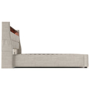 Artistry At Home upholstered platform storage bed with hydraulic lift, LED lighting, and USB charging ports, no mattress included.
