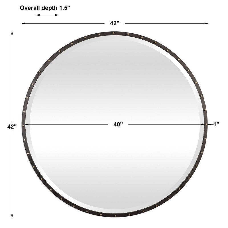 Uttermost Benedo round black wall mirror with sleek frame, ideal for modern home decor and interior design.