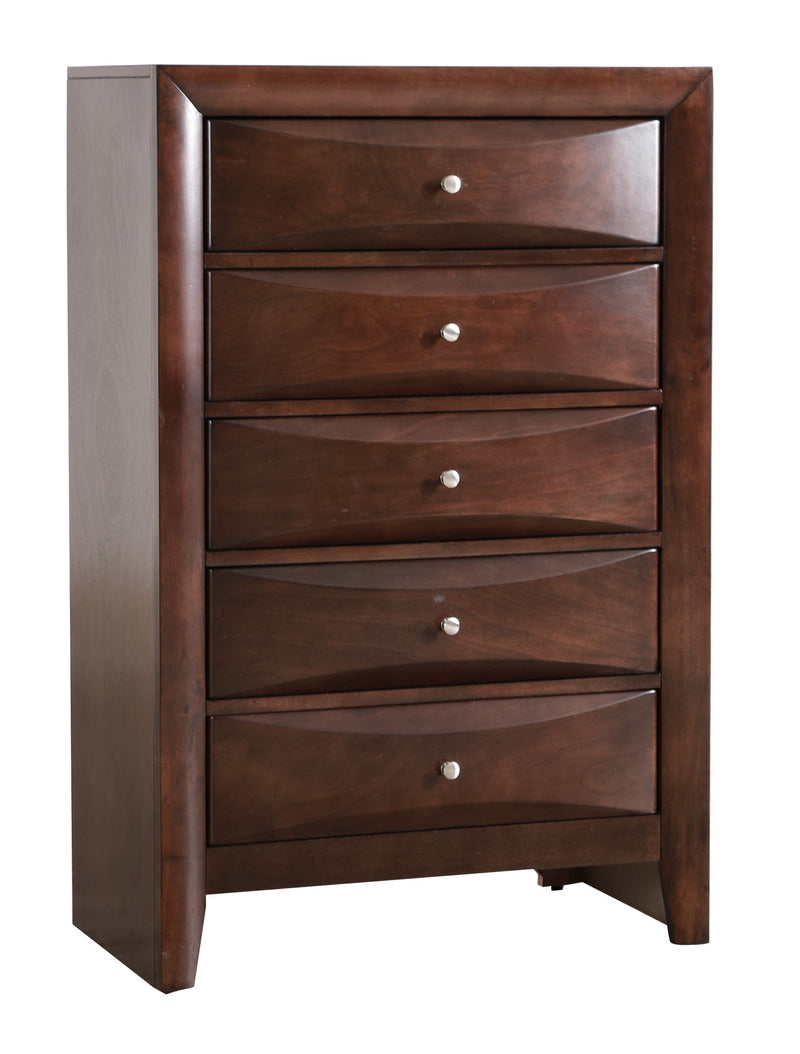 Glory Furniture Marilla accent chest with wood finish and decorative hardware, featuring a compact storage design.