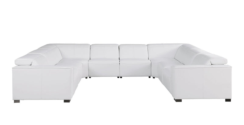 1208 - 8 Piece U Shaped Leather Sectional With 4 Power Recliners & Power Headrests