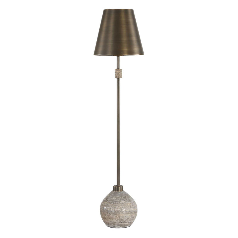 Jaycee - Dark Travertine Buffet Lamp - Brass / Gold / Gray