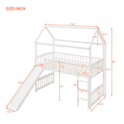 DreamHaus loft bed with built-in slide, featuring a sturdy wooden frame and a cozy sleeping area above the play slide.