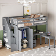 Loft Bed With Stairs, Bookshelf, Drawers, Desk & Wardrobe, Space Saving Multifunctional Furniture - R&R Furniture Gallery (Fountain Valley, CA)