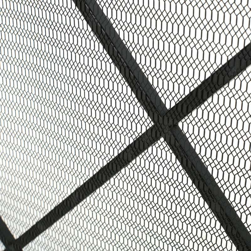 Noble House minimalist single panel iron fireplace screen with diamond pattern, decorative and protective fireplace accessory