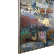 Hand painted blue Fiesta canvas art by Uttermost, featuring vibrant, detailed brushstrokes on a high-quality canvas.