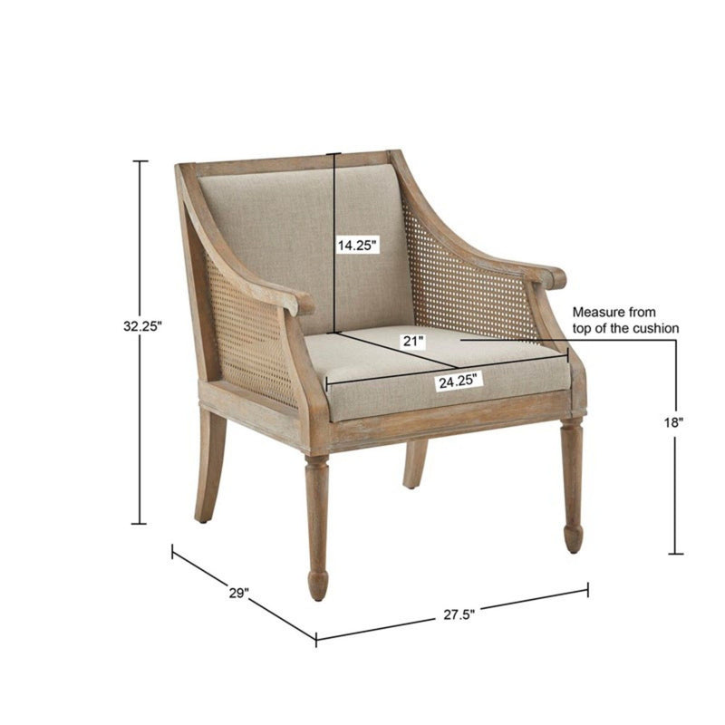 Transitional Cane Accent Armchair And Back Cushion - Natural - R&R Furniture Gallery (Fountain Valley, CA)
