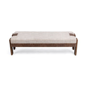 Classic Home Kava Accent Bench in Cocoa Latte with upholstered fabric and wooden legs, ideal for entryways or living rooms.