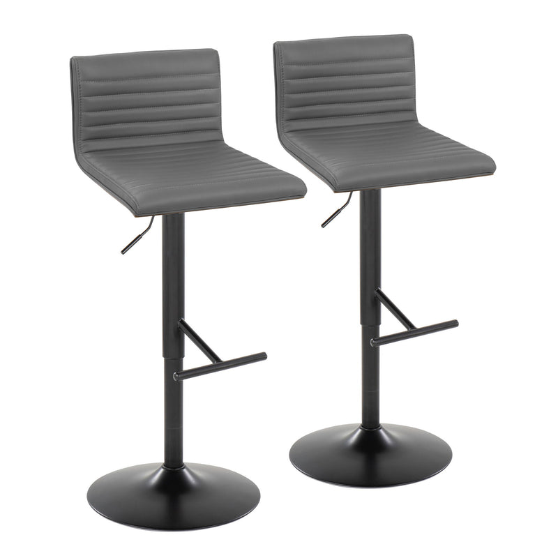 Set of two Lumi Source Mason contemporary adjustable barstools with swivel, straight T-footrest, ideal for modern kitchen or bar areas.