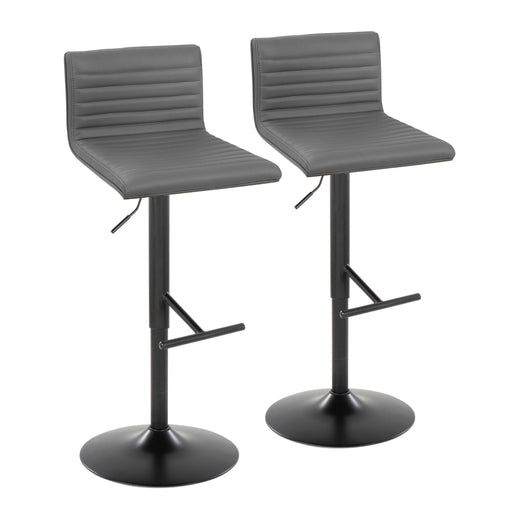 Set of two Lumi Source Mason contemporary adjustable barstools with swivel, straight T-footrest, ideal for modern kitchen or bar areas.