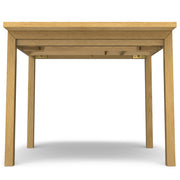 Wilson handcrafted dining table by Simpli-Home, featuring a polished wooden surface and sturdy legs, ideal for family meals.
