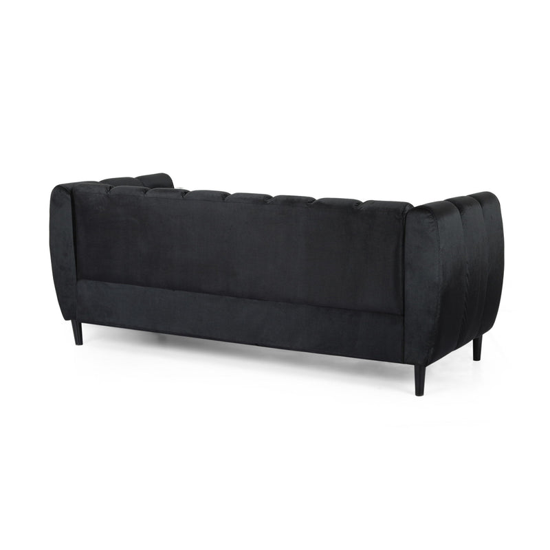 Noble House Miranda Modern Glam 3 Seater Sofa with plush upholstery and sleek design, perfect for contemporary living rooms.