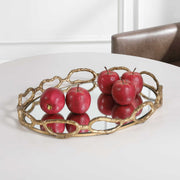 Gold chain mirrored tray by Uttermost, featuring a stylish cable design and reflective surface for elegant home decor.