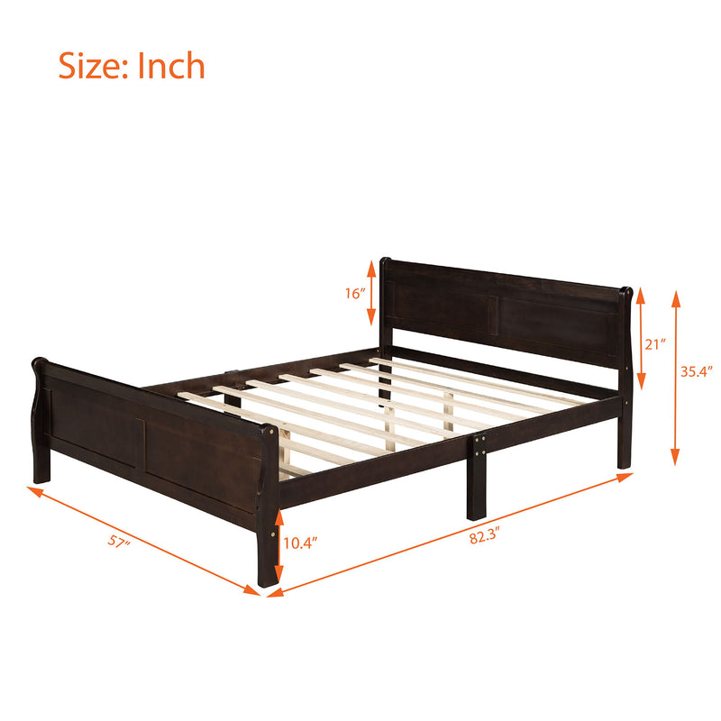 Platform Bed Frame Mattress Foundation Sleigh Bed With Headboard / Footboard / Wood Slat Suppor - R&R Furniture Gallery (Fountain Valley, CA)