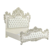 Adara - Eastern King Bed - Pearl White Synthetic Leather & Antique White - R&R Furniture Gallery (Fountain Valley, CA)