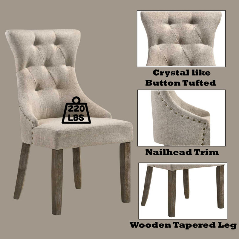 Gabrian - Side Chair (Set of 2) - Two-Tone Beige Fabric & Reclaimed Gray - R&R Furniture Gallery (Fountain Valley, CA)