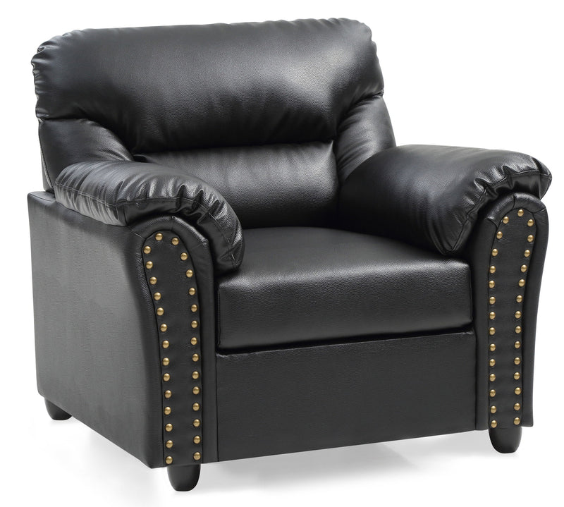 Glory Furniture Olney black arm chair with cushioned seat and modern design, suitable for living room or office space.