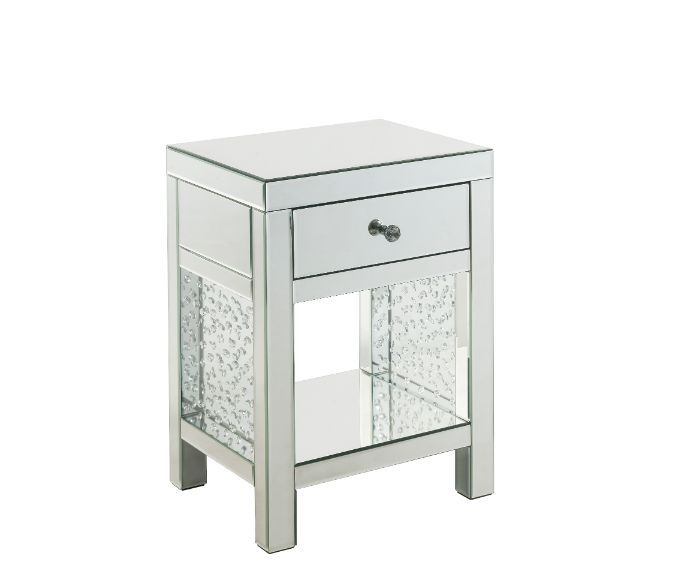 Nysa - 18" X 14" Accent Table - Mirrored & Faux Crystals - R&R Furniture Gallery (Fountain Valley, CA)