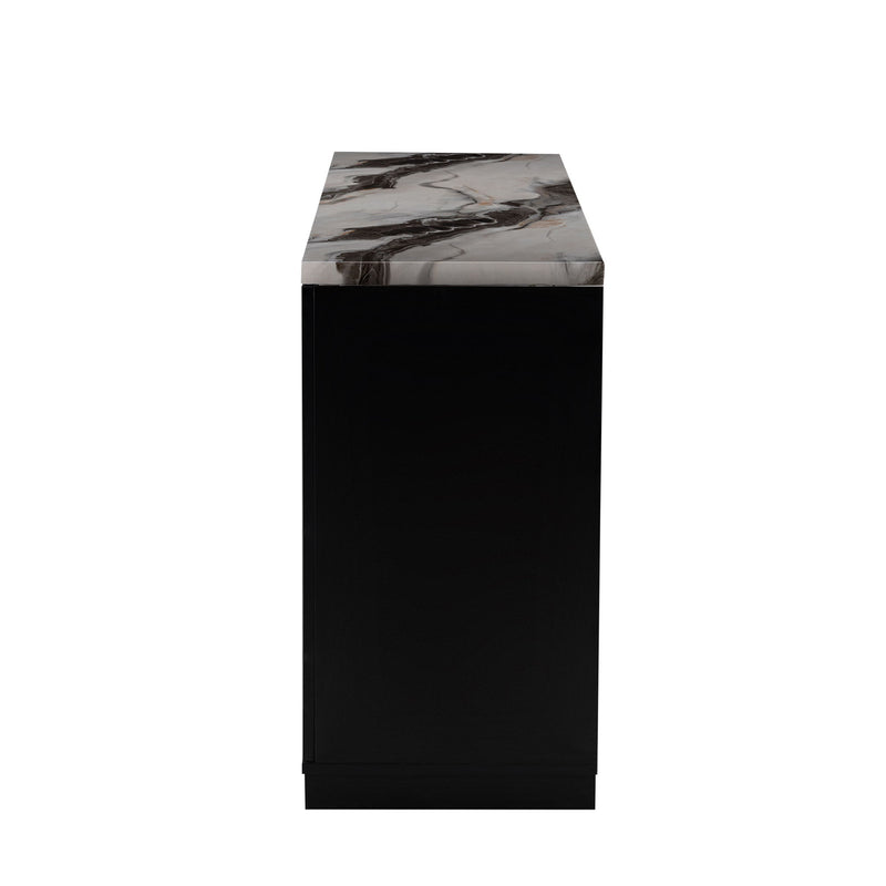 Stacey - Buffet With Storage Drawers And Marble Detailing - Black / Marble - R&R Furniture Gallery (Fountain Valley, CA)