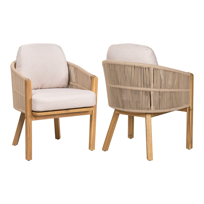 Grotta - Outdoor Dining Arm Chair (Set of 2) - Teak / Beige - R&R Furniture Gallery (Fountain Valley, CA)