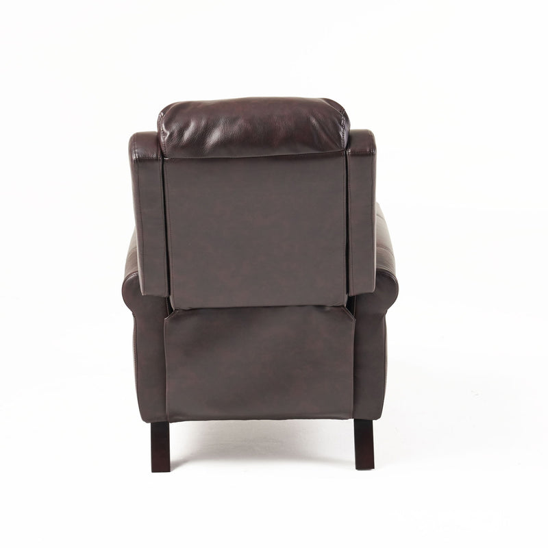 Noble House Memphis Burgundy recliner club chair with plush upholstery and wide armrests, perfect for lounging in living rooms.