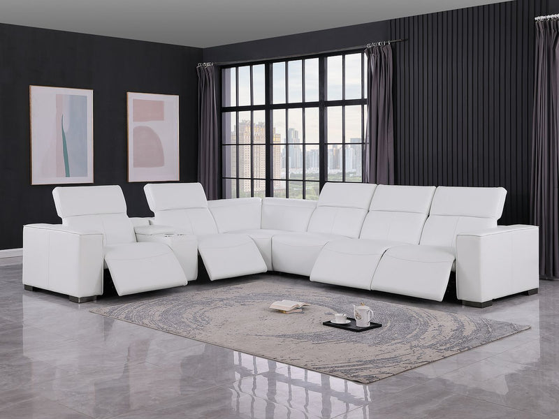 1208 - 7 Piece L-Shaped Leather Reclining Sectional With 4 Power Recliners