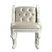 Vanaheim - Vanity Stool - Beige Synthetic Leather & Antique White - R&R Furniture Gallery (Fountain Valley, CA)