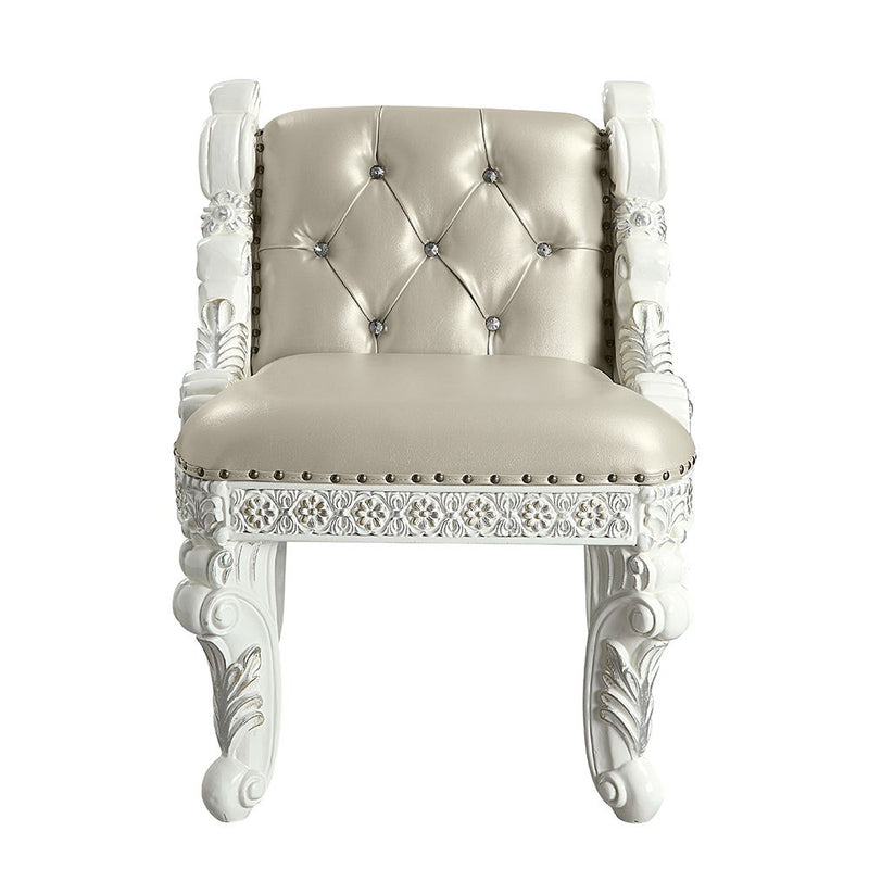 Vanaheim - Vanity Stool - Beige Synthetic Leather & Antique White - R&R Furniture Gallery (Fountain Valley, CA)