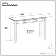 Artisan handcrafted console sofa table by Simpli-Home with a wooden finish and sleek design, ideal for entryways or living rooms.