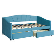 Upholstered Daybed With Two Drawers And Wood Slat - R&R Furniture Gallery (Fountain Valley, CA)