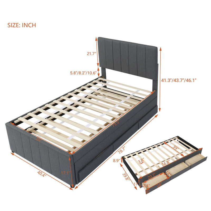 Upholstered Design Platform Bed With Trundle - R&R Furniture Gallery (Fountain Valley, CA)