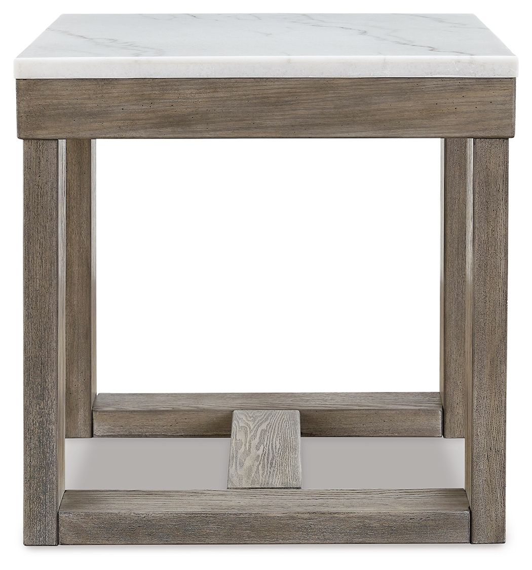 Loyaska - Square End Table - Brown / Ivory - R&R Furniture Gallery (Fountain Valley, CA)