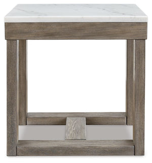 Loyaska - Square End Table - Brown / Ivory - R&R Furniture Gallery (Fountain Valley, CA)