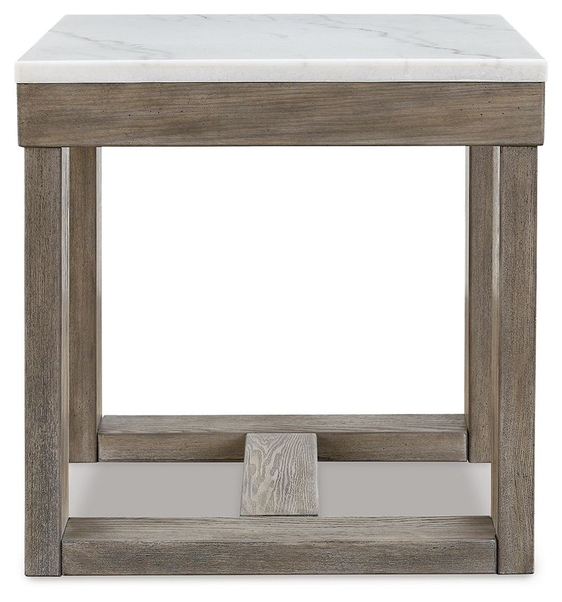 Loyaska - Square End Table - Brown / Ivory - R&R Furniture Gallery (Fountain Valley, CA)