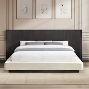 Clayten - Eastern King Bed - Beige Linen & Espresso - R&R Furniture Gallery (Fountain Valley, CA)