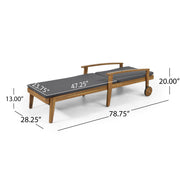 Noble House Jason chaise lounge with adjustable acacia wood outdoor furniture, featuring a sleek, modern design and comfortable seating.