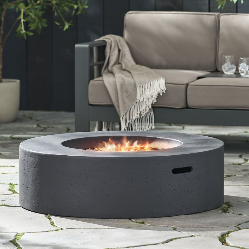 Modern Lightweight Concrete Outdoor Circular Fire Pit 50, 000 Btu